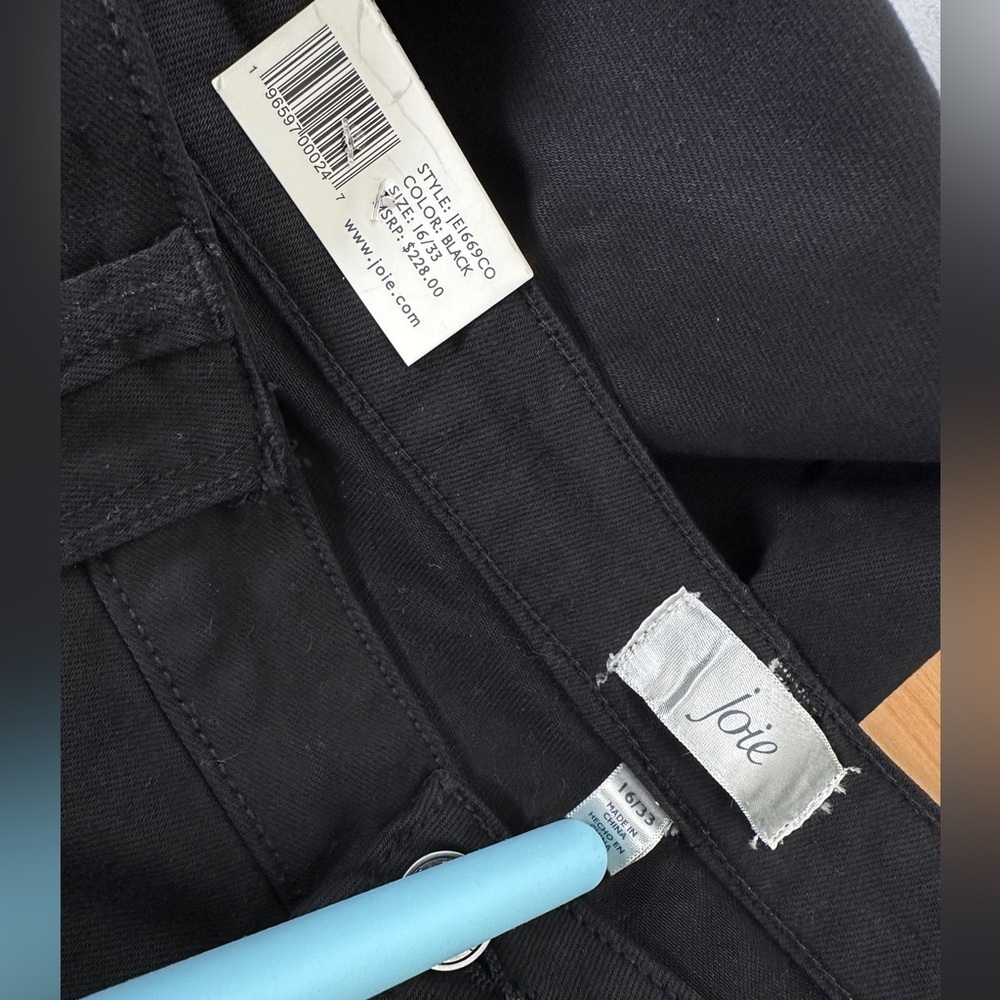 Joie Black Cargo Utility Pants High Rise Stretch Cotton Zipper Pocket Size 16 - Picture 8 of 9